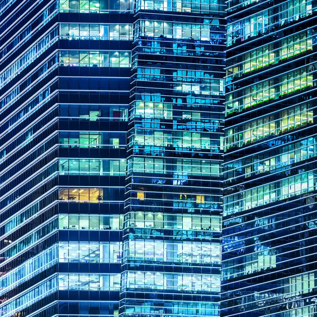 Office with lights on